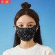 oeny夏季薄款口罩女兩層蕾絲防塵面罩冰絲透氣印花口罩時尚騎行涼面罩 黑色滿天星 可調(diào)節(jié)