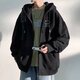 舍里甲人杏色開衫外套男士春秋冬季新款加厚休閑連帽衛(wèi)衣男生拉鏈寬松上衣 黑色【常規(guī)款】 XL 建議115-130斤