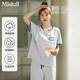米度麗月子服夏季孕婦睡衣產(chǎn)后哺乳衣薄款寬松短袖喂奶衣服家居服 淺藍(lán) L碼（建議100-140斤左右）