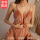 晴碧琳性感睡衣秋冬女款2025新款純欲風(fēng)春秋款吊帶睡裙單裙帶胸墊 吊帶睡裙【豆沙色】 L (建議100-120斤）