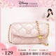 迪士尼（Disney）包包女包2025新款女士輕奢斜挎包高級百搭休閑小方包女生禮物 鏈條菱格包-粉色【贈煤球掛件】