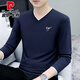皮爾卡丹男士純棉V領(lǐng)打底衫長(cháng)袖t恤內衣春秋衣服2024新款體恤內搭秋季男士 YP-Z1029寶藍 XL(建議130-145斤)