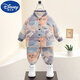 迪士尼（Disney）男女童冬季輕薄羽絨服內膽套裝新款寶寶洋氣白鴨絨衣服嬰兒童冬裝 桔色 花色 80cm