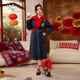 謎底牛仔連衣裙長(zhǎng)袖女2024春款復(fù)古重工繡花修身中長(zhǎng)裙241ML0020 海軍藍(lán)  M