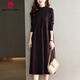 皮爾卡丹（pierre cardin）大I碼女裝秋冬季2023新款長(cháng)袖針織連衣裙長(cháng)款顯瘦毛衣裙 紫色 4XL (建議體重160-175斤)