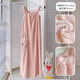 法蘭格慕浴裙可裹浴巾女士新款夏天穿洗澡浴衣女吊帶夏季背心式浴袍 粉兔兜吊帶裙