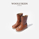 小羊沃利woollykids小羊沃利澳洲真皮女寶寶時(shí)尚高幫童鞋防滑橡膠底小靴子 橡果棕 25 碼適合腳長(cháng)15.1-15.5cm
