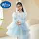 迪士尼（DISNEY）女童艾莎公主裙長(cháng)袖秋冬兒童愛(ài)莎蓬蓬裙小女孩洋氣生日禮服連衣裙 藍色【不加絨】 110 cm