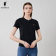 POLOWALK女士短袖t恤2024夏季新款休閑百搭正肩顯瘦上衣圓領(lǐng)內搭 黑色 2XL (175)