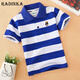 Radinka2026夏新款92棉洋氣韓版童裝男童短袖兒童T恤中大童Polo衫上衣CXT  9029寶藍白 100 cm =6碼