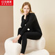 紅豆保暖套裝全棉秋衣秋褲套裝男女冬季純色高領(lǐng)保暖內衣秋上新 女士闌夜黑 175/100(XL)