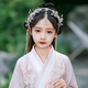 Yinbeler粉葉珍珠雙層流蘇發(fā)箍?jì)和瘽h服女童中國風(fēng)古裝配飾頭箍 雙層粉色發(fā)箍