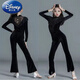 迪士尼（Disney）秋冬兒童拉丁舞服女童長(cháng)袖舞蹈練功服新款少兒拉丁舞分體套裝 黑色上衣+褲子 140