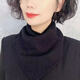 名矜2024圍脖女秋冬季保暖護頸椎韓版百搭防寒圍巾脖套三角巾外搭薄款 針織款脖套 純色炭黑