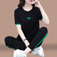 啄木鳥(niǎo)（TUCANO）女士運動(dòng)套裝女夏季薄款2025新款時(shí)尚洋氣中年媽媽跑步短袖兩件套 黑色 XL (推薦110-125斤)