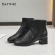 達芙妮 馬丁靴秋冬款單靴法式時(shí)尚小短靴女白色加絨瘦瘦靴女 黑色 35