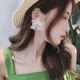 夢君宸仙女花朵耳環(huán)女潮韓國長款氣質個性夸張大耳墜耳釘耳飾品 （白色）夸張大花朵耳針