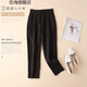 優(yōu)吻（YOUWen）高品質(zhì)尾單女裝新款亞麻女褲寬松九分休閑褲小腳褲棉麻哈倫褲子 黑色 少量現貨 M 建議95-105斤