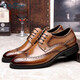 金利來(lái)（Goldlion）男鞋新款皮鞋男德比布洛克系帶男士商務(wù)正裝皮鞋男真皮婚鞋大小碼 棕色 單層 24.5 (245mm) 39碼