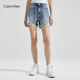 Calvin Klein Jeans夏季女士簡約貼片街頭潮流ck毛邊純棉牛仔短褲ZW02068 1A4-牛仔藍(lán) 26