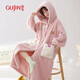 古今（GUJIN）珊瑚絨睡衣女秋冬季連帽睡袍加絨加厚法蘭絨長(cháng)款浴袍家居服