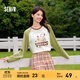 森馬（Semir）史努比印花長(zhǎng)袖t恤女中長(zhǎng)款插肩袖撞色內(nèi)搭2024秋新款寬松上衣 綠白色調(diào)00341 M 160/84A