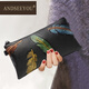 ANDSEEYOU2025新款潮女真皮鏈條單肩包休閑百搭手拿包牛皮單肩包信封手包 彩羽毛小號