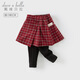 戴維貝拉（DAVE＆BELLA）女寶寶假兩件打底裙褲加絨女童冬裝褲子新款兒童保暖休閑長(cháng)褲童褲 紅色【現貨】 120 cm（建議身高110-120cm）