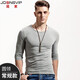 簡(jiǎn)束（JOONSVIP）長(cháng)袖t恤男純色棉質(zhì)修身緊身打底衫男士體恤秋冬季外穿內搭上衣男 常規圓領(lǐng)花灰色 XL XL(73KG左右緊身)