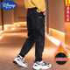 迪士尼（DISNEY）男童加絨加厚牛仔褲2023新款中大童一體絨長褲兒童寬松褲子秋冬款 黑色【加絨款】牛仔褲 160