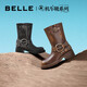 百麗（Belle）七夕禮物辣妹騎士靴商場(chǎng)同款廢土風(fēng)女靴牛仔西部靴Z9U2DDZ3 棕色 36 (230mm)