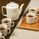 硅元陶瓷 茶具套裝咖啡壺茶杯壺組合 天香 釉中彩中國風(fēng)象牙白瓷大號古典茶具辦公招待咖啡杯禮盒 國瓷-1壺6杯