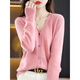 咪小主 針織開(kāi)衫2024年秋冬女裝新款寬松v領(lǐng)純色短款上衣外套毛 皮粉色 M （90-115）