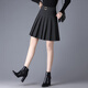 皮爾卡丹秋冬毛呢新款百褶裙防走光短裙黑顯瘦呢子半身裙高腰A字裙厚裙子 灰色 松緊腰+防走光 XL 適合(113-123斤)