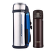 象?。╖O JIRUSHI） 不銹鋼保溫壺戶外旅行壺2L+保溫杯水杯子480ml組合套裝 鋼色+棕色