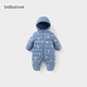 babylove嬰幼兒連體衣輕薄新生兒羽絨服冬季保暖三防寶寶哈衣連帽外出爬服 挼藍色 90cm
