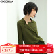 COCOBELLA預售[苔蘚綠]簡(jiǎn)約氣質(zhì)雙排扣翻領(lǐng)毛衣女針織開(kāi)衫MZ152C 橄欖綠 S
