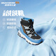 Skechers斯凱奇兒童絨絨靴雪地靴保暖男童棉鞋防寒加絨高幫女童靴660092L 男童/黑色/淺藍色/BKLB 35