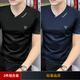 敖琥【2件裝】夏季男裝莫代爾新款短袖t恤男士v領(lǐng)上衣服半截袖體恤 2件裝220006黑色+藏青 2XL【150-165斤】