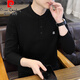 皮爾卡丹（pierre cardin）中國風(fēng)亨利領(lǐng)長(cháng)袖t恤男士春秋季休閑冬季衛衣成熟穩重打底POLO領(lǐng) 黑色 常規 2XL 135-150斤左右