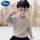 迪士尼（Disney）男童針織打底衫軟糯兒童毛衣男孩毛線(xiàn)衣秋冬季加厚半高領(lǐng)打底衫 銀灰色【水貂絨寬923】 110