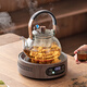 金鑲玉煮茶功夫茶具套裝 蒸煮兩用玻璃茶壺防水電陶爐家用圍爐煮茶套組 清楓木紋電陶爐煮茶套裝