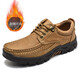 西域駱駝男鞋透氣登山鞋戶(hù)外運動(dòng)休閑皮鞋男防滑厚底爸爸鞋耐磨大頭工裝鞋 淺棕加棉 39