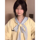 辰衣純美式奶huhu黃色蝴蝶結連帽衛(wèi)衣女2024秋冬新款小眾加絨學院風外套 奶黃色（薄款優(yōu)質版） M