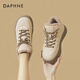 達芙妮厚底板鞋女春秋季運動(dòng)休閑鞋秋冬大棉面包鞋小白鞋丑萌單鞋老爹鞋 米杏色厚絨款 36