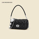 LEAD MODERN KEN包包真皮腋下包女包時(shí)尚百搭鑲鉆鏈條包單肩斜挎褶皺包女士手提菱格包 黑色