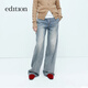 edition牛仔褲女土耳其棉帥氣工裝闊腿褲休閑長(cháng)褲 牛仔藍色 M (27)