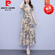 皮爾卡丹（pierre cardin）碎花雪紡連衣裙女2025夏季新款時(shí)尚氣質(zhì)媽i媽裝收腰顯瘦大擺長(zhǎng)裙 花色 2XL