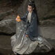尤克達(dá)蒂（yookdd）漢服男古裝學(xué)生交領(lǐng)齊腰魏晉風(fēng)大袖衫日常武俠風(fēng)古裝團(tuán)購表演服 黃色套裝 M