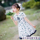 迪士尼女童連衣裙夏裝2024新款洋氣女孩裙子花邊圓點(diǎn)兒童韓版公主裙夏季 藍(lán)色 領(lǐng)花 150 建議身高135-145厘米